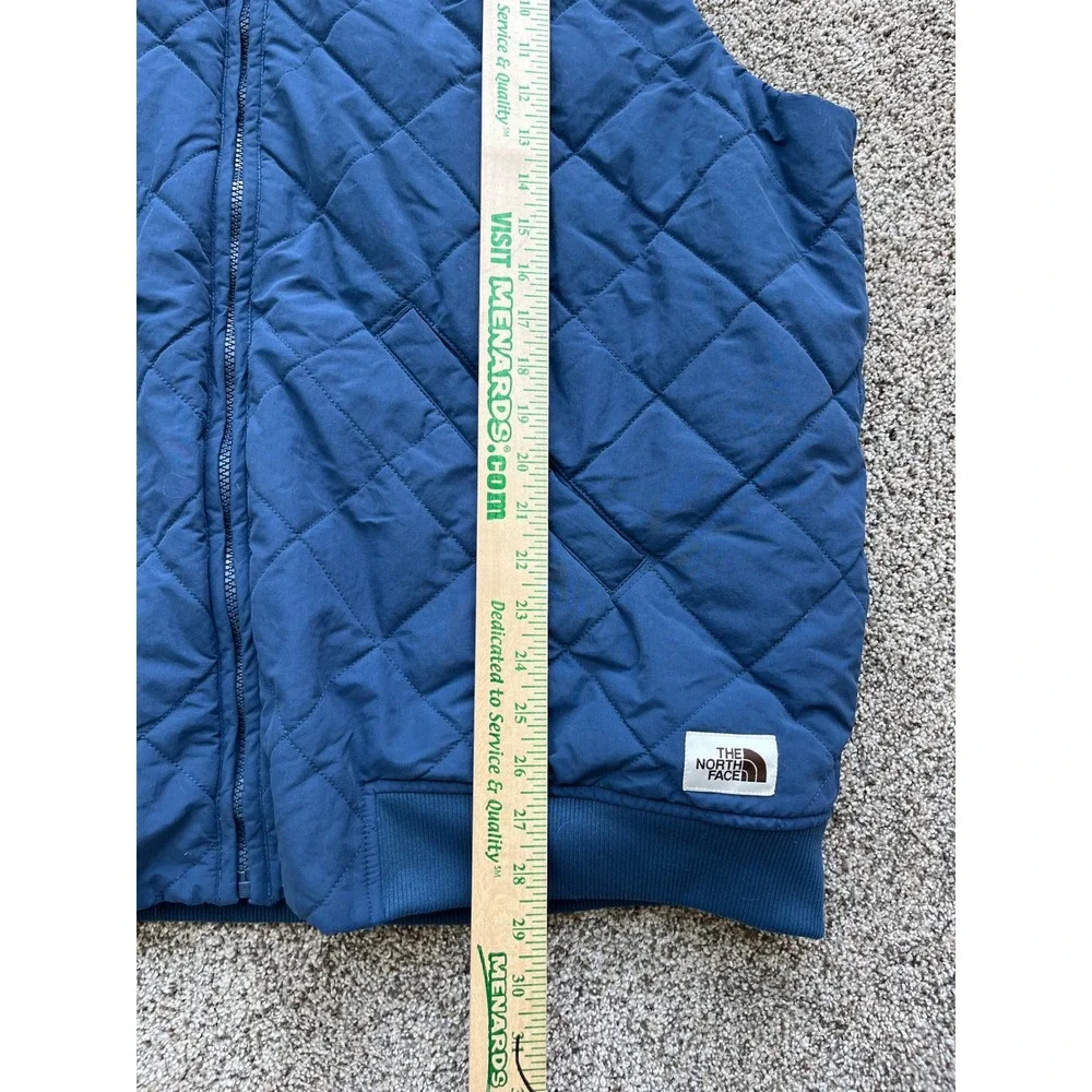 North Face Mens XXL Blue Cuchillo Quilted Sherpa Lined Bomber Vest NF0A4R5C FA22